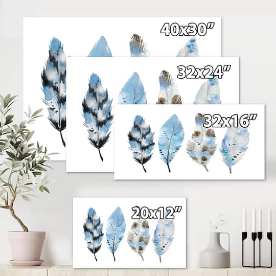 Designart - Blue Boho Feathers I